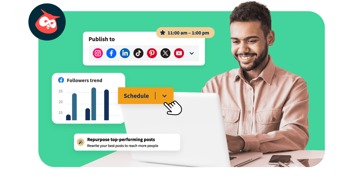 Man in suit with Owly